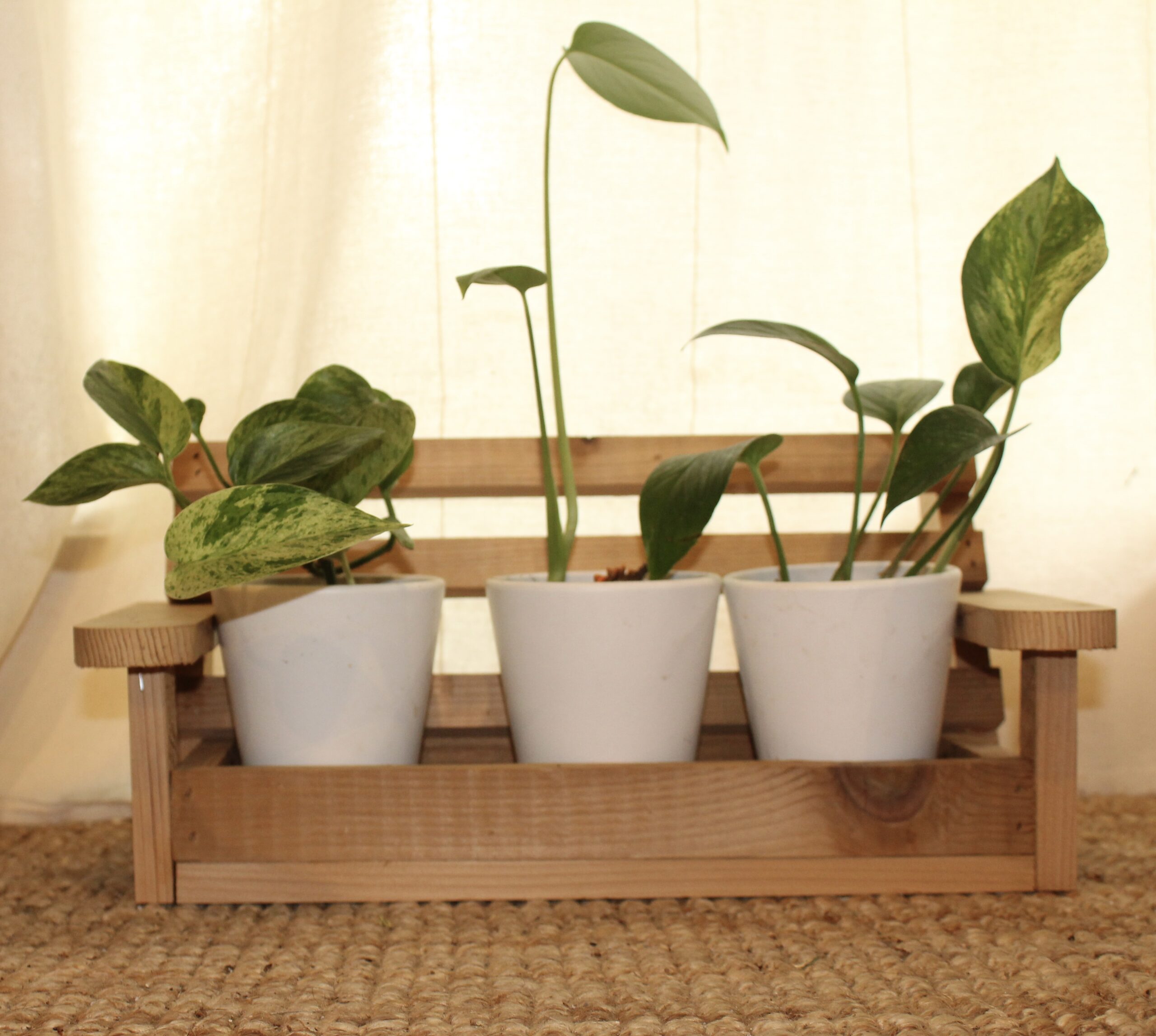 Handcrafted Cedar Plant Swing | Outdoor Hanging Planter, Jute Rope (Sealed)